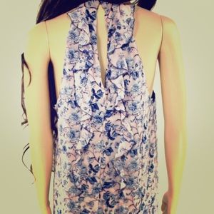 NWT bcbg floral dress with ruffle size large